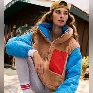 Free People Movement Sherpa Pullover Blue and Orange